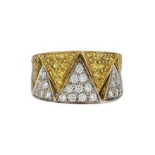 Load image into Gallery viewer, Estate 18K Two-Tone Gold Diamond and Yellow Sapphire Zigzag Ring
