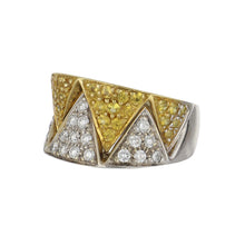 Load image into Gallery viewer, Estate 18K Two-Tone Gold Diamond and Yellow Sapphire Zigzag Ring
