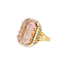 Load image into Gallery viewer, Mid-Century 14K Gold Kunzite Ring with Diamond Frame
