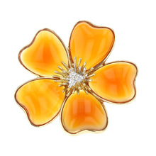 Load image into Gallery viewer, 18K Gold Carved Carnelian Flower Ring with Diamonds
