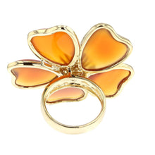 Load image into Gallery viewer, 18K Gold Carved Carnelian Flower Ring with Diamonds
