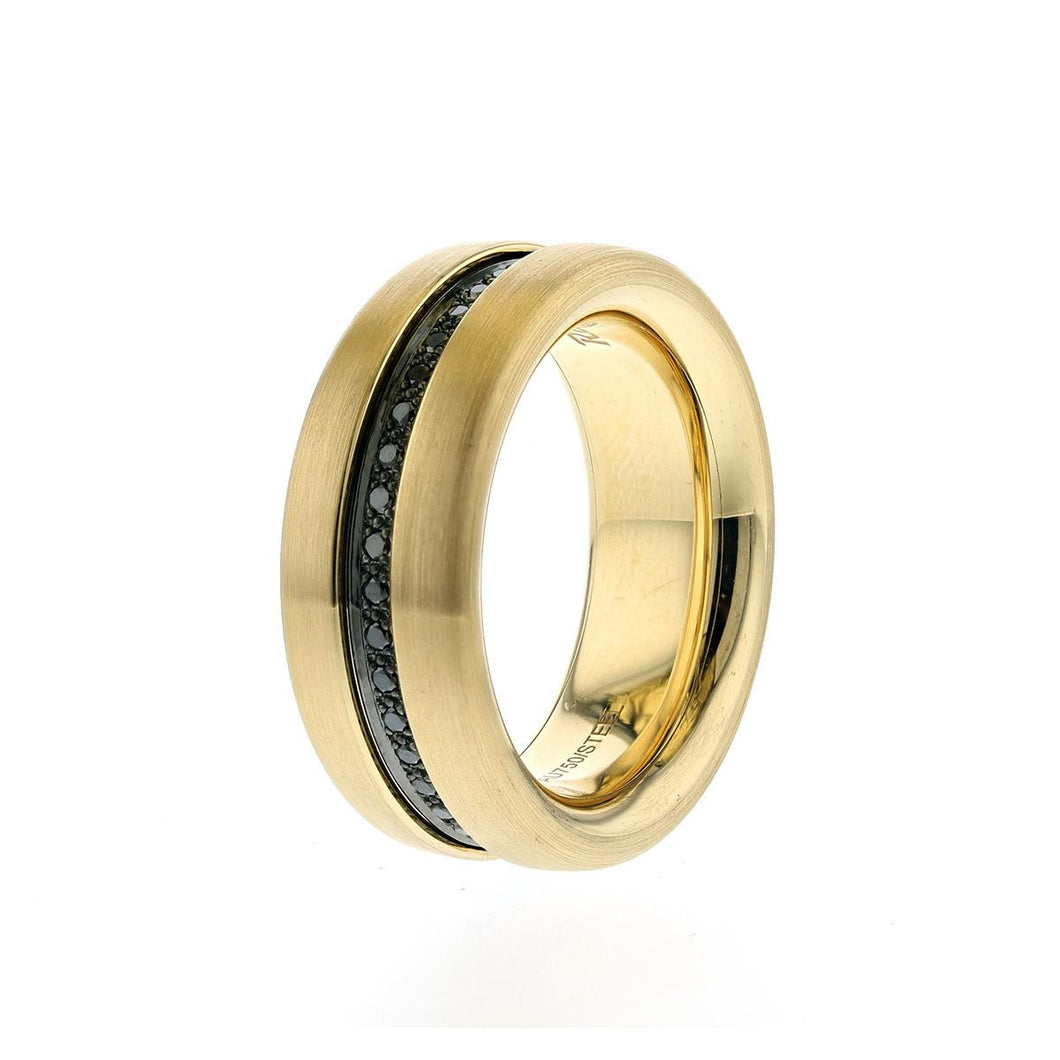 Jörg Heinz 18K Gold Revellion Ring with Interchangeable Black Diamond and White Gold Interior