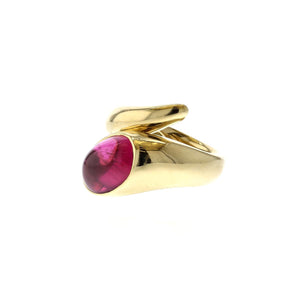 Estate 18K Gold Cabochon Pink Tourmaline Ring