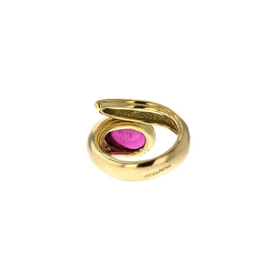 Estate 18K Gold Cabochon Pink Tourmaline Ring