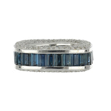 Load image into Gallery viewer, Estate 18K White Gold Sapphire and Diamond Cushion-Shape Band
