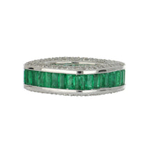 Load image into Gallery viewer, 18K White Gold Emerald and Diamond Cushion-Shape Band
