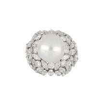 Load image into Gallery viewer, Platinum Cultured South Sea Pearl Ring with Diamonds
