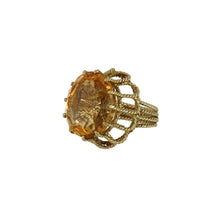 Load image into Gallery viewer, Vintage 1970s 14K Gold Citrine Ring with Rope-Twist Goldwork
