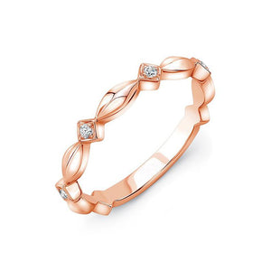 14K Rose Gold Navette Band with Box-Set Diamonds