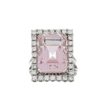 Load image into Gallery viewer, Mid-Century Platinum Wirework Morganite Ring with Diamonds
