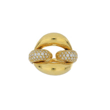 Load image into Gallery viewer, Italian 18K Gold Circle Ring with Diamond Shoulders

