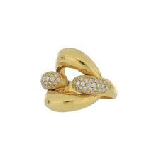 Load image into Gallery viewer, Italian 18K Gold Circle Ring with Diamond Shoulders
