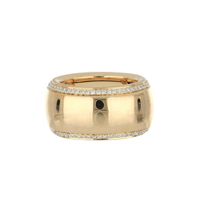 Italian 18K Gold Wide Band with Diamond Edges