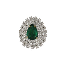 Load image into Gallery viewer, Modern Estate 18K White Gold Emerald and Diamond Ring
