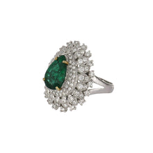 Load image into Gallery viewer, Modern Estate 18K White Gold Emerald and Diamond Ring
