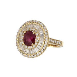 Estate 18K Gold Ruby and Diamond Ring
