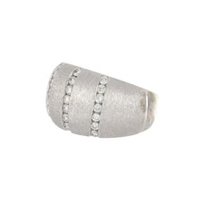 Load image into Gallery viewer, Estate Brushed 14K White Gold Domed Band with Channel-Set Diamonds
