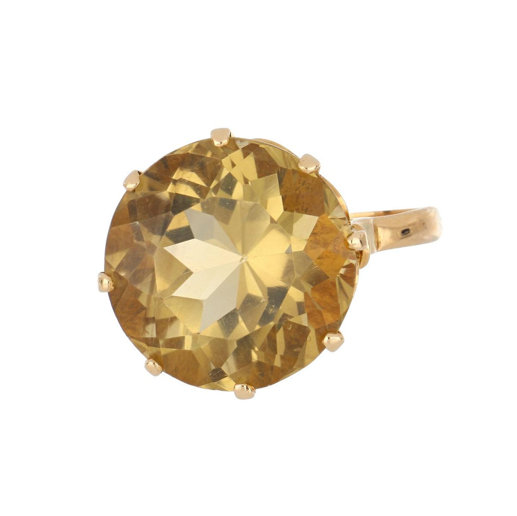 Retro 1940s Yellow Gold and Citrine Ring