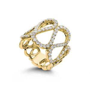 18K Gold Pavé Diamond Scrolling Openwork Ring