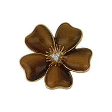 Load image into Gallery viewer, 18K Gold Tiger&#39;s Eye Flower Ring with Diamonds
