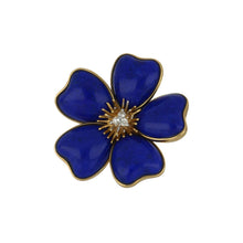 Load image into Gallery viewer, 18K Gold Lapis Flower Ring with Diamonds
