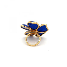 Load image into Gallery viewer, 18K Gold Lapis Flower Ring with Diamonds
