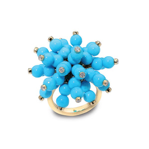 Aletto Brothers Turquoise Double Pom Pom Ring