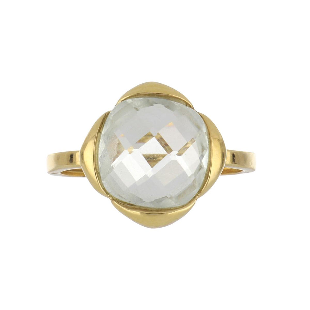 Italian 18K Gold Checkerboard-Faceted Gemset Ring