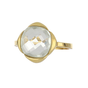 Italian 18K Gold Checkerboard-Faceted Gemset Ring