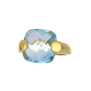 Italian 18K Gold Square Checkerboard-Faceted Gemset Ring