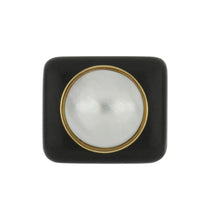 Load image into Gallery viewer, Vintage 1990s Andrew Clunn 18K Gold Matte Onyx and Mabé Pearl Ring
