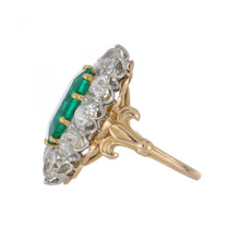 Load image into Gallery viewer, Late Victorian Colombian Emerald and Diamond Cluster Ring
