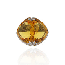Load image into Gallery viewer, Estate 18K White Gold Citrine and Diamond Cocktail Ring
