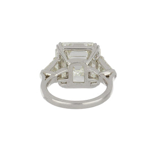 Estate Platinum Square Emerald-Cut Diamond Engagement Ring with Shield-Cut Diamond Sides