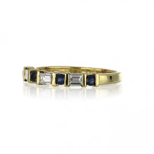 Load image into Gallery viewer, Estate 18K Gold Sapphire and Baguette Diamond Band
