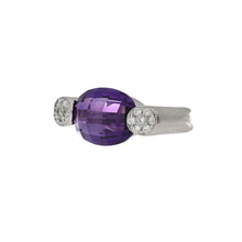 Load image into Gallery viewer, Modern Estate 18K White Gold Checkerboard Amethyst Ring with Diamonds
