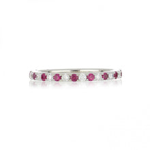 Load image into Gallery viewer, Estate 18K White Gold Alternating Ruby and Diamond Band
