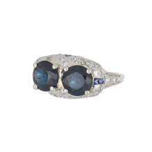 Load image into Gallery viewer, Art Deco Platinum Twin Stone Sapphire and Diamond Ring
