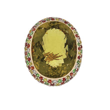Load image into Gallery viewer, Estate Zorab 18K Gold Lemon Quartz and Multi-Gemstone Cocktail Ring
