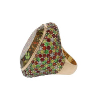 Load image into Gallery viewer, Estate Zorab 18K Gold Lemon Quartz and Multi-Gemstone Cocktail Ring
