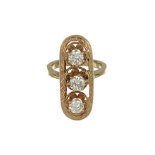 Load image into Gallery viewer, Victorian-Revival 14K Gold Three Stone Diamond Ring
