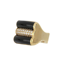 Load image into Gallery viewer, Vintage 1990s 18K Gold Black Onyx and Pavé Diamond Banded Ring

