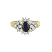 Load image into Gallery viewer, Vintage 1990s 18K Gold Sapphire and Diamond Ring
