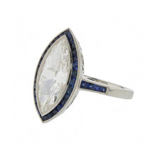 Load image into Gallery viewer, Bespoke Platinum Marquise Diamond and Sapphire Ring
