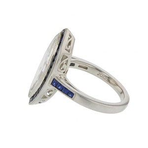 Bespoke Platinum Marquise Diamond and Sapphire Ring