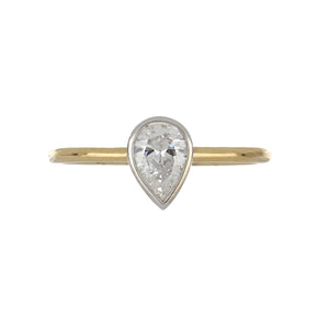 Stackable 14K Two-Tone Gold Pear Shape Diamond Ring