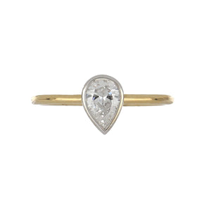 Stackable 14K Two-Tone Gold Pear Shape Diamond Ring