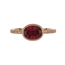 Load image into Gallery viewer, Stackable 14K Rose Gold Oval Garnet Ring
