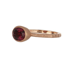Load image into Gallery viewer, Stackable 14K Rose Gold Oval Garnet Ring
