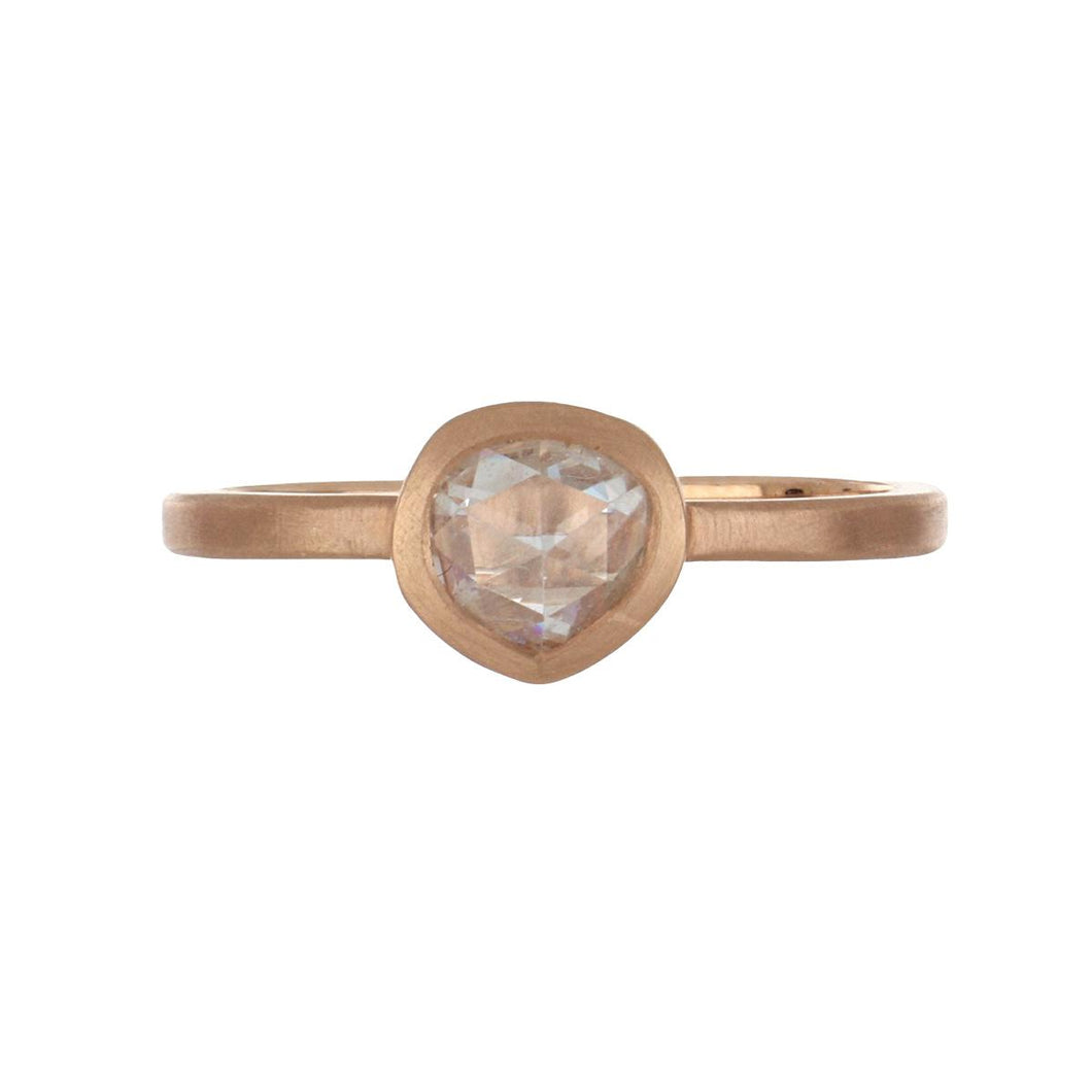 Stackable 14K Rose Gold Rose Cut Diamond Ring